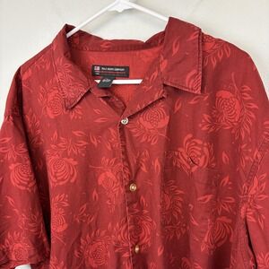 Polo Jeans Company Shirt Mens XL Red Floral Hawaiian Camp Button Up Cotton Aloha